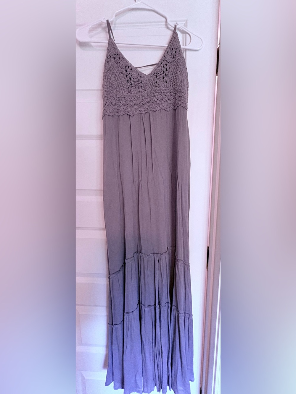 Boho Crochet-Top Maxi Dress in Lavender